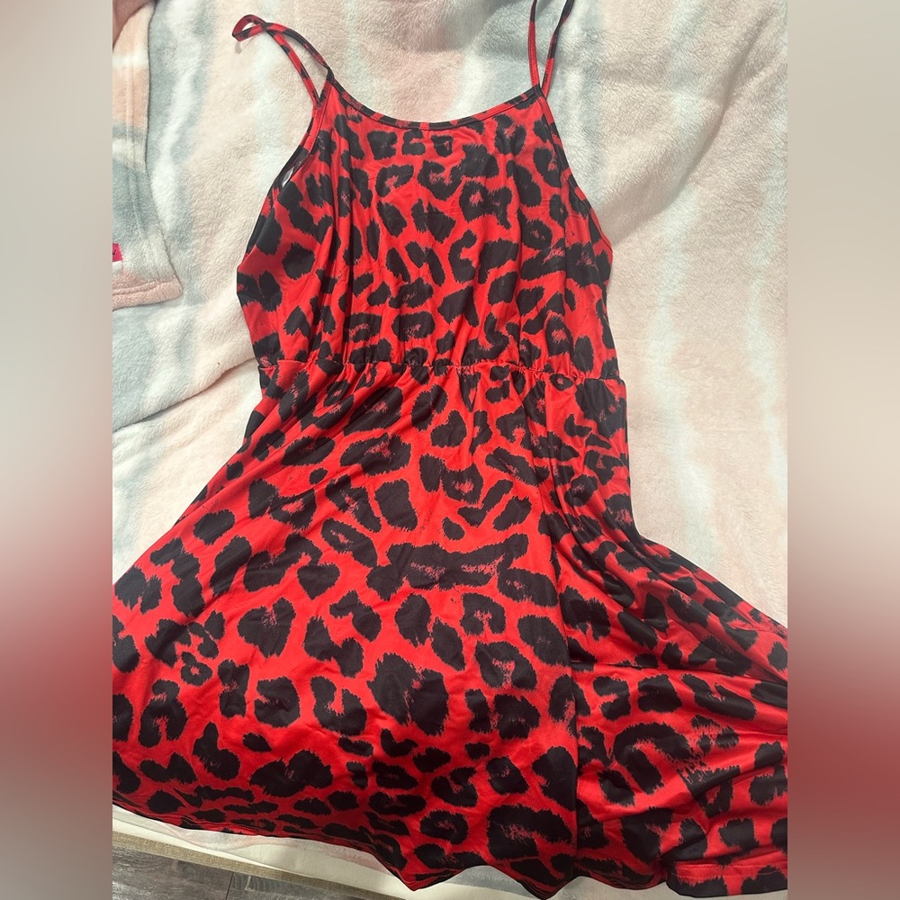 Shein 1XL Red and Black Animal Print Dress